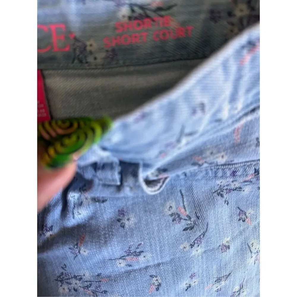 The Children’s Place Girls Floral Denim Shortie Shorts - Pink Sz 8